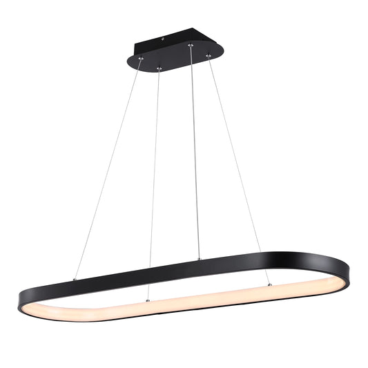 JONATHAN Y JYL7120A Nolan 38.75" Modern Bohemian Iron Linear Integrated LED Pendant Coastal Contemporary Adjustable Dining Room Living Room Kitchen Island Foyer Bedroom Hallway, Black