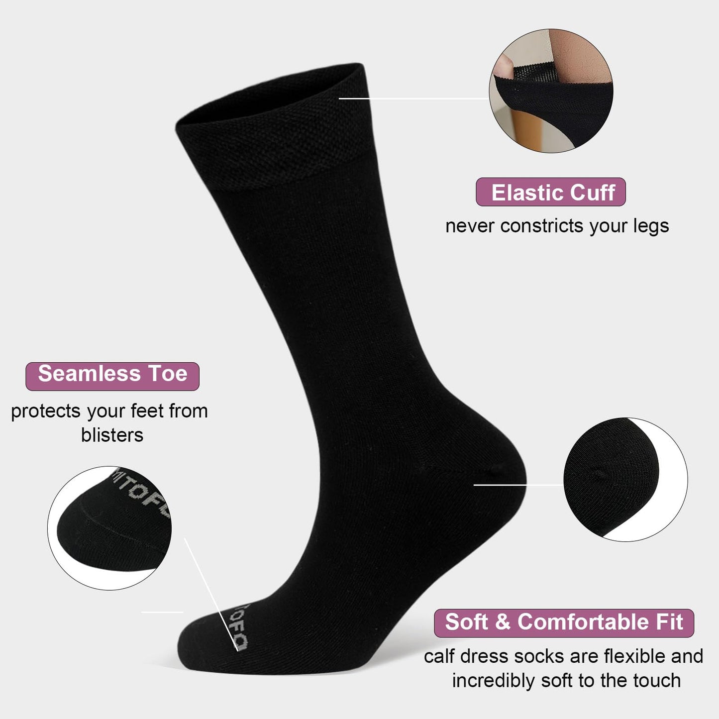 ZAKASA Men's Dress Socks: Mens Calf Socks Classic Dress Socks for Men Moisture Wicking Soft - 6 Pairs