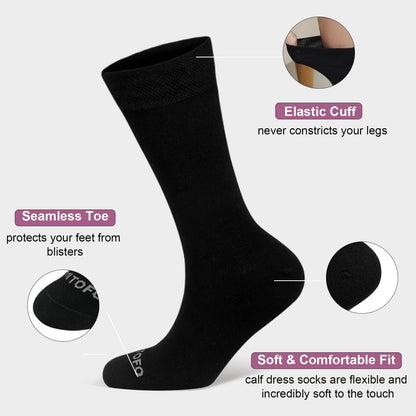 ZAKASA Men's Dress Socks: Mens Calf Socks Classic Dress Socks for Men Moisture Wicking Soft - 6 Pairs