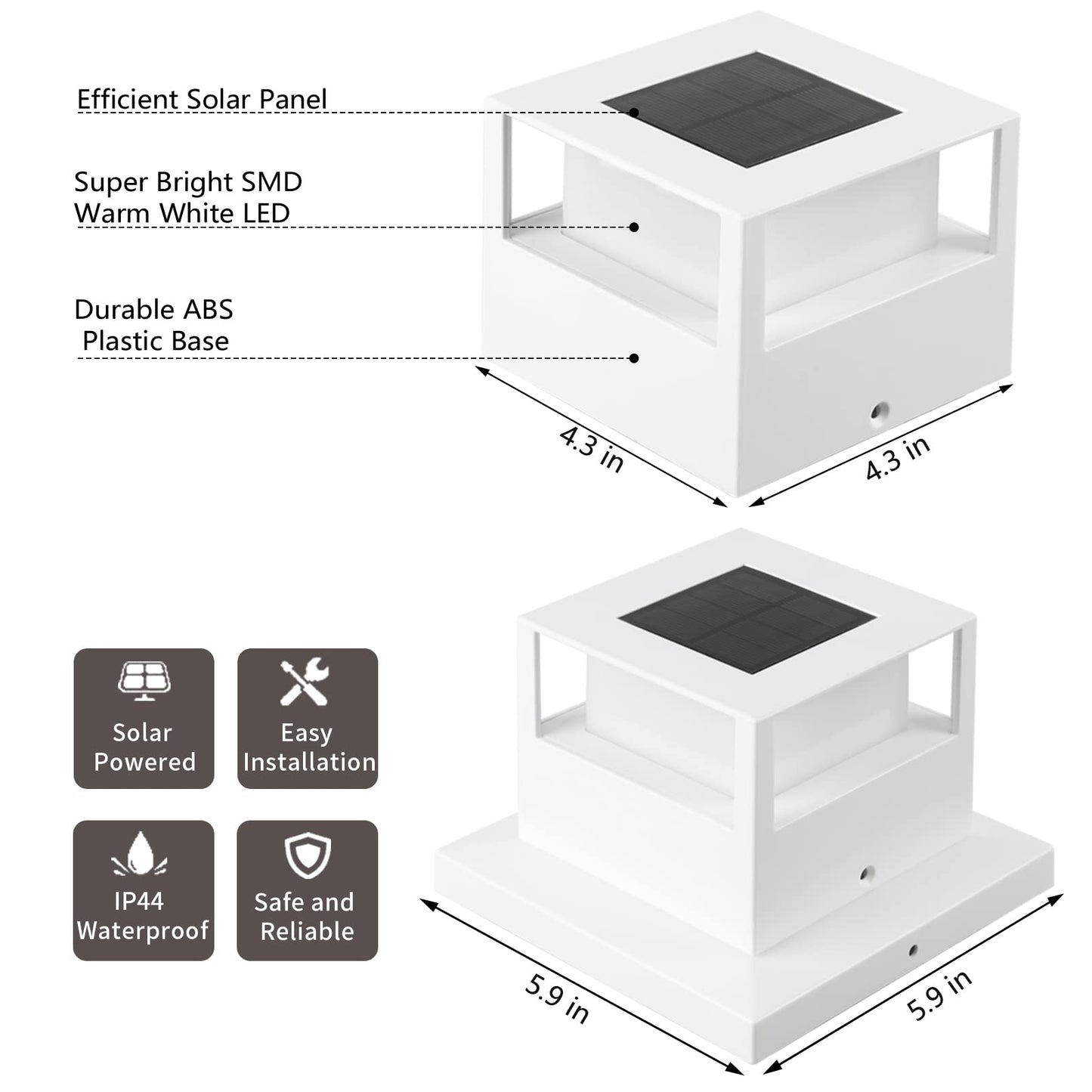 4 Pack Solar Post Cap Lights Outdoor
