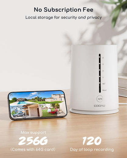 4 Cam COOAU Solar Security Camera System