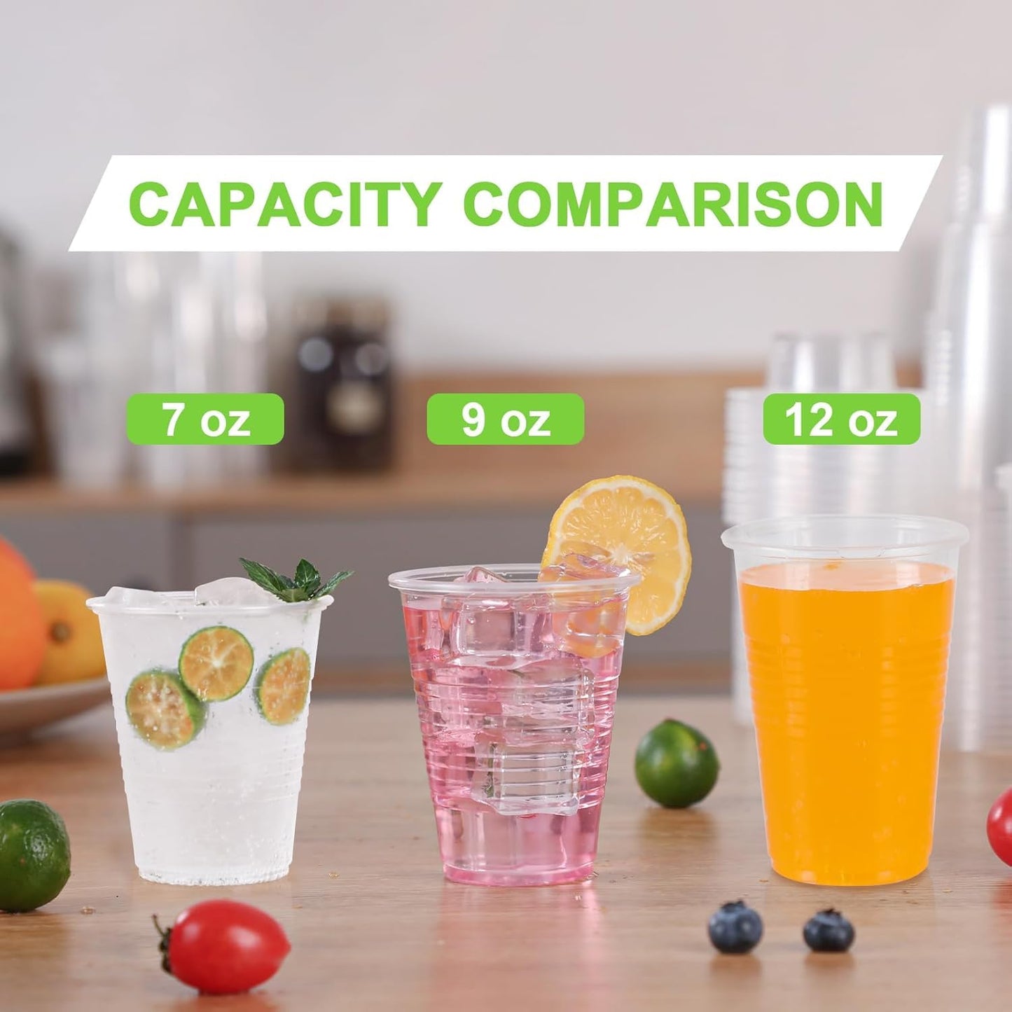 Lamosi 300 Pack 12 oz Clear Plastic Cups,12 Ounce Disposable Cups, Cold Drinking Cups for Party, Picnic, BBQ, Travel, Halloween, Christmas, Events