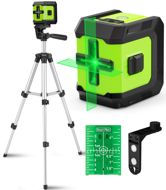 CinusLinus Laser Level with Tripod, CinusLinus 100Ft Laser Level 360° Self Leveling, Green Line leveler Tool for Hanging Pictures, Floor Tile, Home Renovation with Battery, Rotating Stand, 26'' Tripod