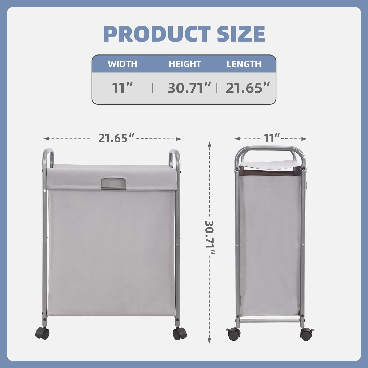 Rolling Laundry Hamper with Lid and Wheels