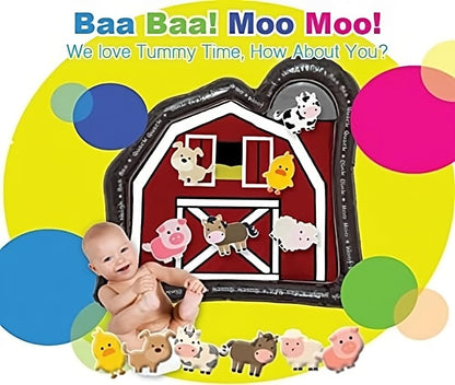 LaLa Lou Kids Tummy Time Mat Premium Inflatable Big Red Barn Farmer Toy Tummy Time Water Mat with Stimulation Toys Promoting Muscles Development and Motor Skills in Infants and Toddlers