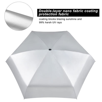 LEAGERA Mini Umbrella For Purse - UPF 50+ UV Blocker Sun Protection Umbrella, Small Micro Travel Parasol Design for Women, Black