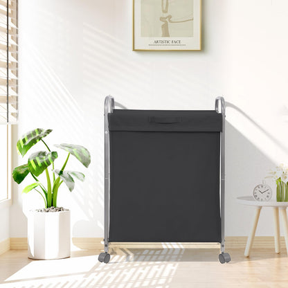 STORAGE MANIAC Rolling Laundry Hamper with Lid, 85 L Laundry Sorter with Wheels, Laundry Basket, 2 Loads Dirty Clothes Hamper, Laundry Organizer, Laundry Cart with Wheels for Small Space, Black