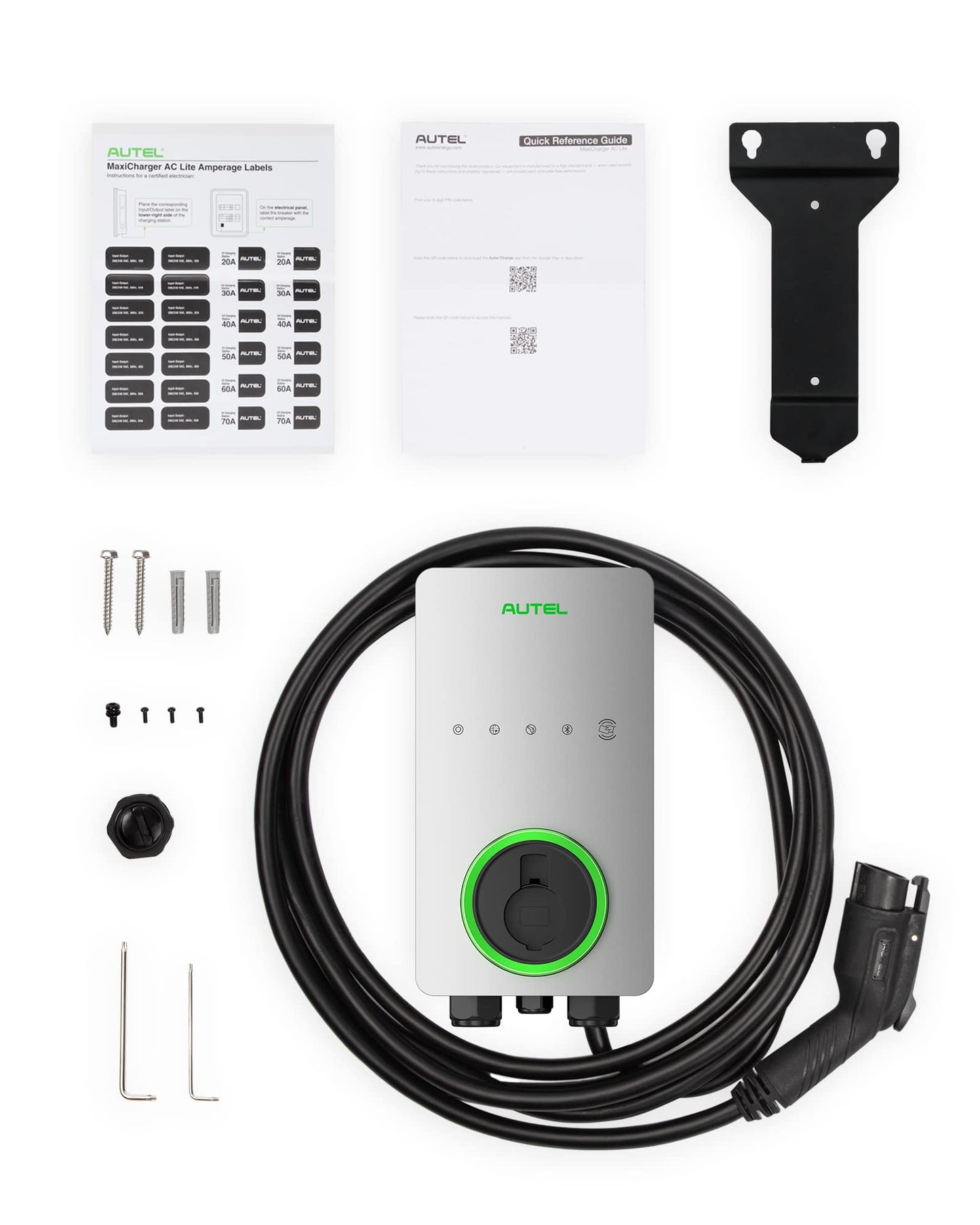 Autel Home Level 2 EV Charger up to 50Amp, 240V, Indoor/Outdoor Car Charging Station, Flexible 25-Foot Cable,Hardwired, Silver