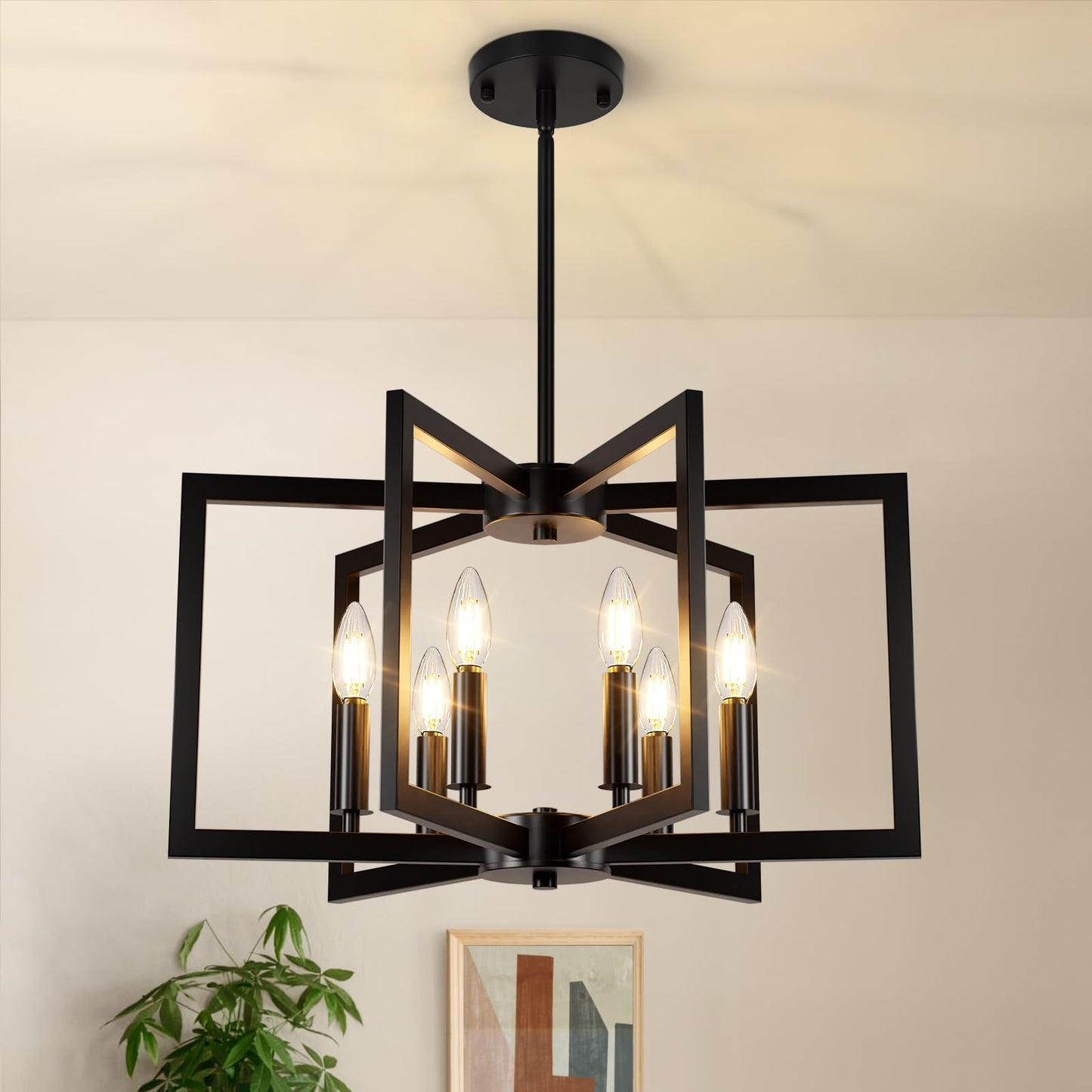 6-Light Geometric Chandelier for Dining Room