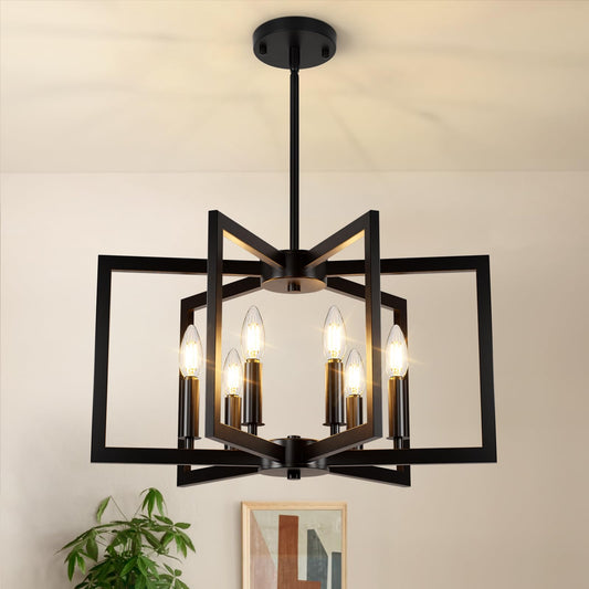 6-Light Geometric Chandelier for Dining Room