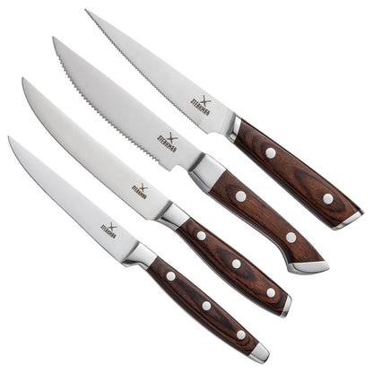 STEAKMAN Multipurpose Knife Set- Steak Knives Box - Unique Present in Wooden Gift Box - Gift Idea for Men Women Wife Husband Dad Mom – Wooden Handles Knives - Gifts for Birthday Anniversary