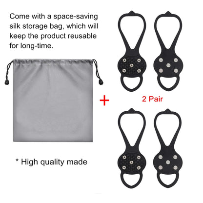 LACE INN Non Slip Gripper Spike, Ice Grippers Traction Cleats Snow Shoe Spikes Grips Crampons with 10 Steel Studs Cleats 2 Pair