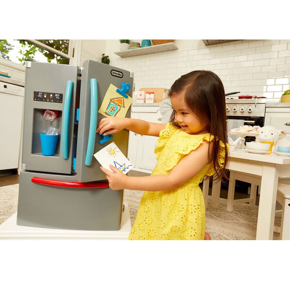 Little Tikes First Fridge Refrigerator with Ice Dispenser Pretend Play Appliance for Kids, Play Kitchen Set with Playset Accessories Unique Toy Multi-Color, 15.8” Wide x 11.5” deep x 23” Tall