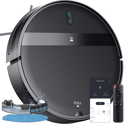 MANVINS Robot Vacuum and Mop Combo, App/Voice Control, Robot Vacuum Cleaner 2 in 1, Automatic Recharge, Slim, Quiet, Tangle-Free, Daily Schedule,Cleans Hard Floor/Pet Hair/Carpet