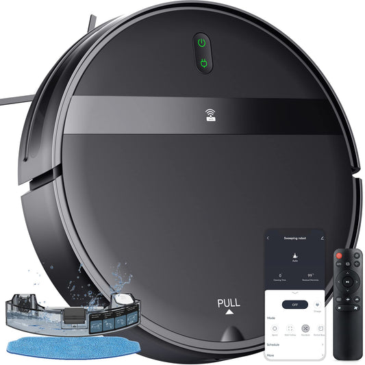 MANVINS Robot Vacuum and Mop Combo, App/Voice Control, Robot Vacuum Cleaner 2 in 1, Automatic Recharge, Slim, Quiet, Tangle-Free, Daily Schedule,Cleans Hard Floor/Pet Hair/Carpet