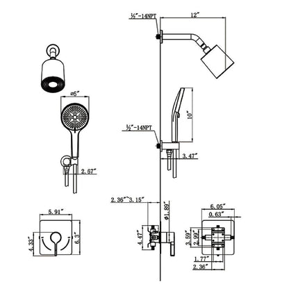 Rain Shower Faucet Set with Handheld Spray