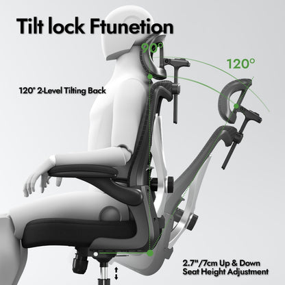 Ergalithic Ergonomic Office Chair - X-Shaped Computer Desk Chair Comfy, Gaming Chair, Office Chair with Lumbar Support, Mesh Office Chairs with Headrests, Desk Chair for Long Hours (Black Silver)