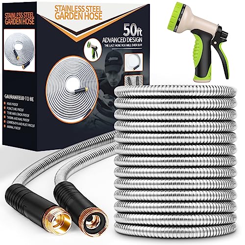 50 ft Stainless Steel No-Kink Garden Hose