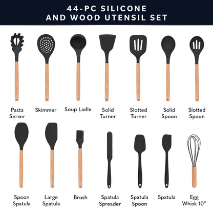 Home Hero 44-Piece Silicone Kitchen Utensil Set
