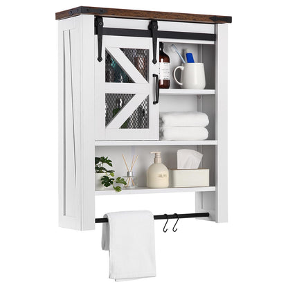 Over Toilet Organizer Cabinet with Barn Door