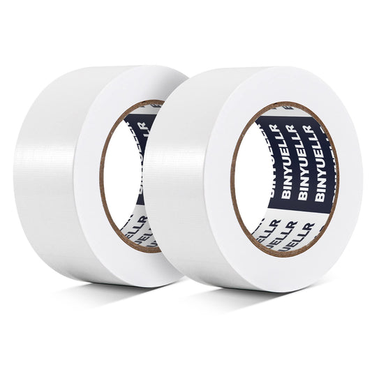 Binyuellr 2 Pack White Duct Tape Heavy Duty - 1.88 in x 35 Yard, Waterproof, Strong, Flexible, No Residue and Tear by Hand - Use for Indoor & Outdoor, Repairs, Industrial, Professional Use