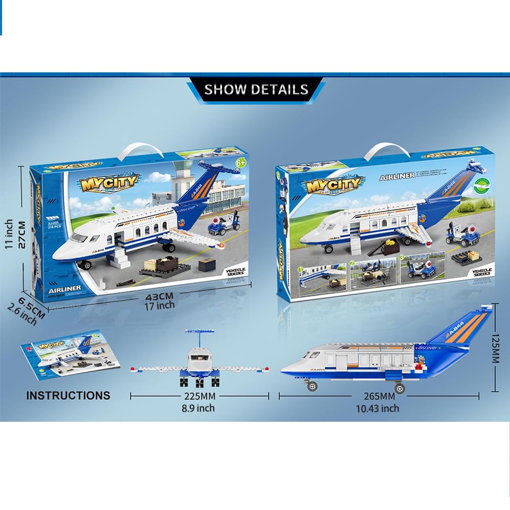 Airplane Building Set with Trailer and Truck