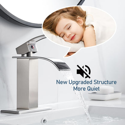 Brushed Nickel Single Handle Bathroom Faucet