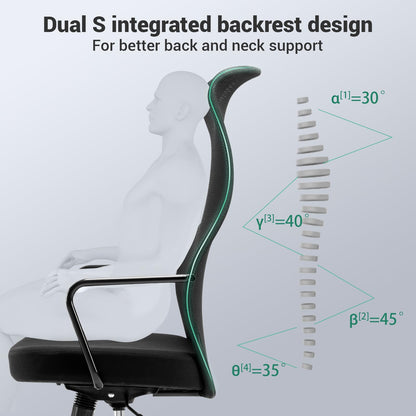SIHOO M101C Ergonomic Office Chair-High Back Mesh Office Chair, Big and Tall Office Chair Lumbar Support, Comfortable Large Seat Cushion, Computer Desk Chair for Home Office, Black