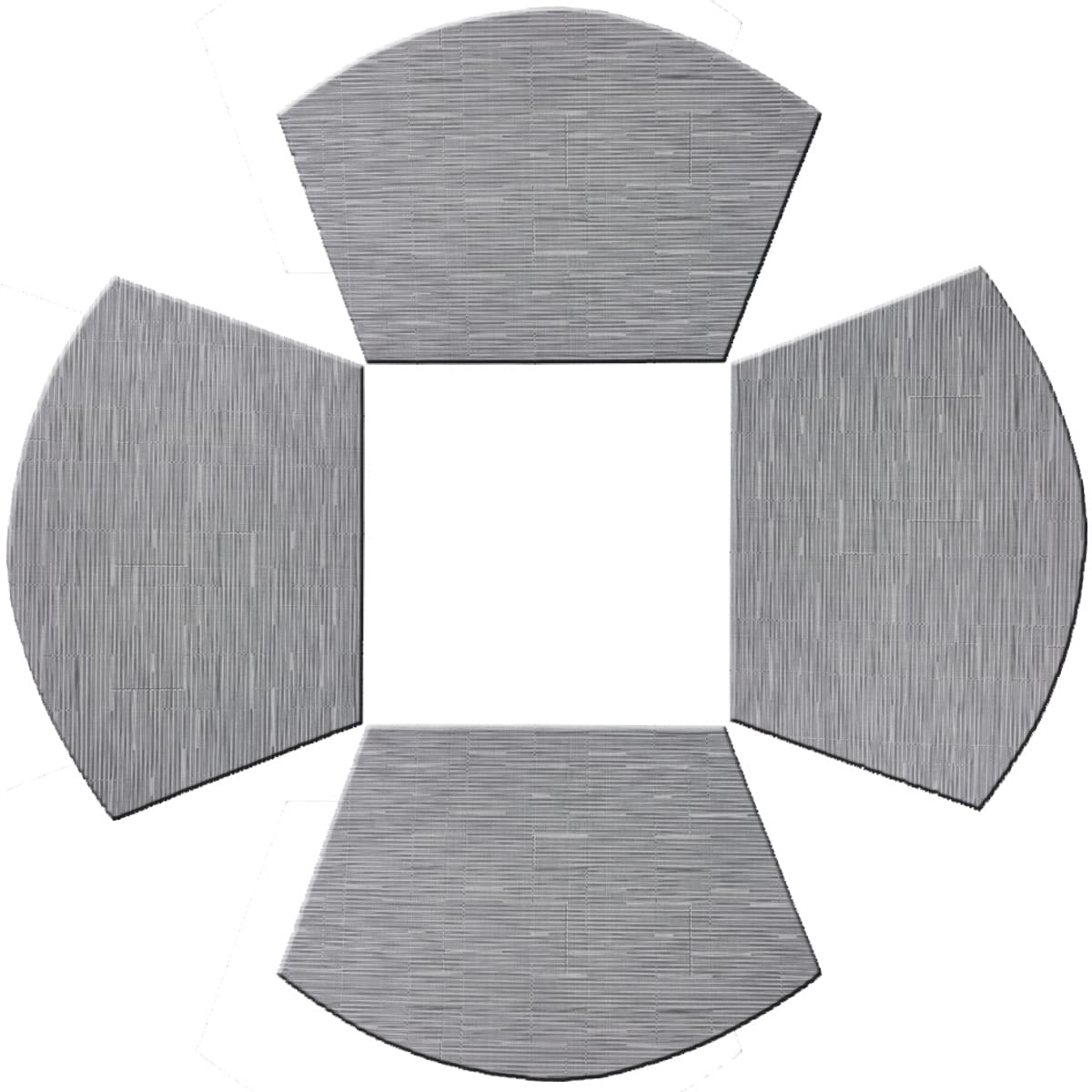 PIGCHCY Wedge Shaped Placemats for Dining Table Cross-Weave Washable Vinyl Placemat Heat Resistant Round Table Mats Set of 4 (Silver Grey)
