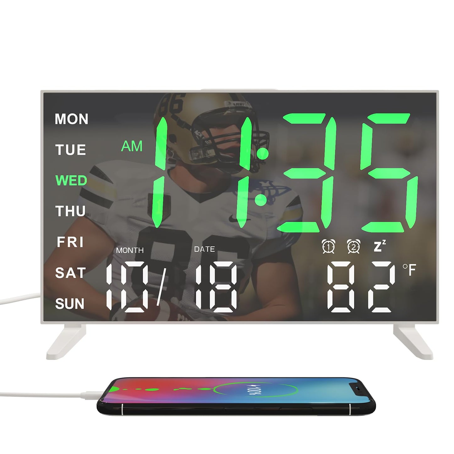 MEISHIDA LED Mirror Alarm Clock with USB Ports
