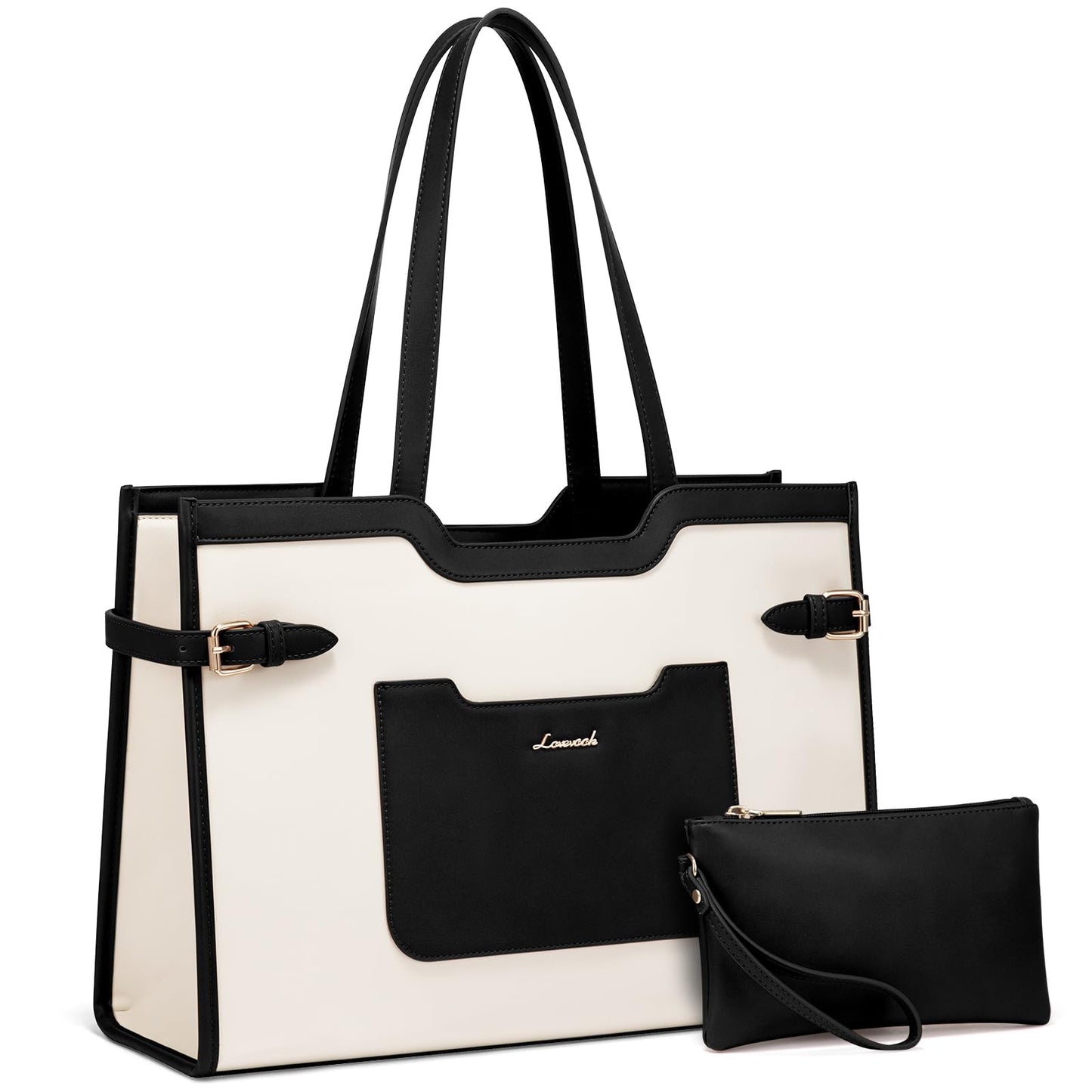 LOVEVOOK 17.3 Inch Leather Laptop Tote Bag