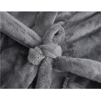 RUOGU Kids Bathrobe Hooded Plush Fleece Robe for Girls Boys Grey 5-6 Years
