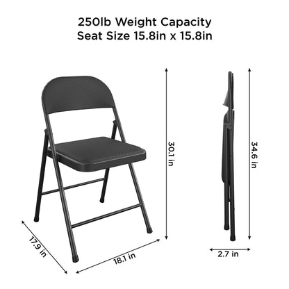 COSCO SmartFold® Fabric Folding Chair, 4-Pack, Black