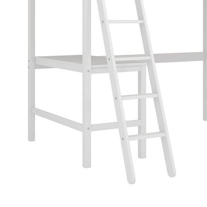 Hillsdale Twin Loft Bed with Desk, White