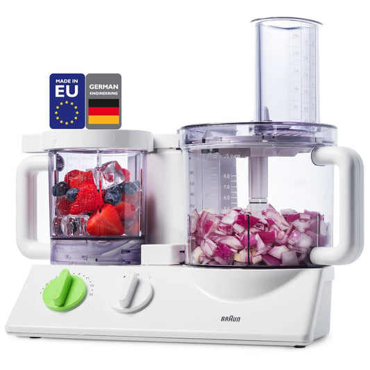 Braun 12 in 1 Multi-Functional Food processor | Kitchen System With Dual Control Technology, chopper, Blender, Juice Extractor, Citrus Juicer and French fry disc-made in Europe with German Engineering