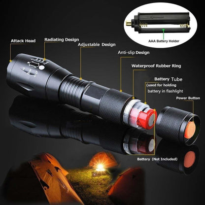 3000 Lumens Tactical Flashlight 2-Pack Waterproof