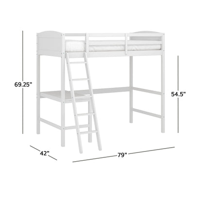 Hillsdale Twin Loft Bed with Desk, White