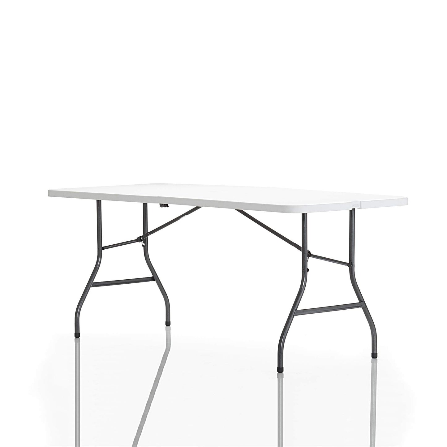 COSCO Fold-in-Half Banquet Table w/Handle, 6ft, White