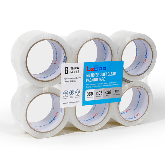 LeBao Noiseless Heavy Duty Packing Tape Rolls