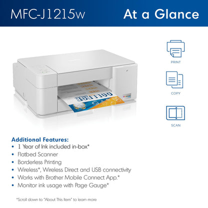 Brother Wireless Color Inkjet Printer with INKvestment