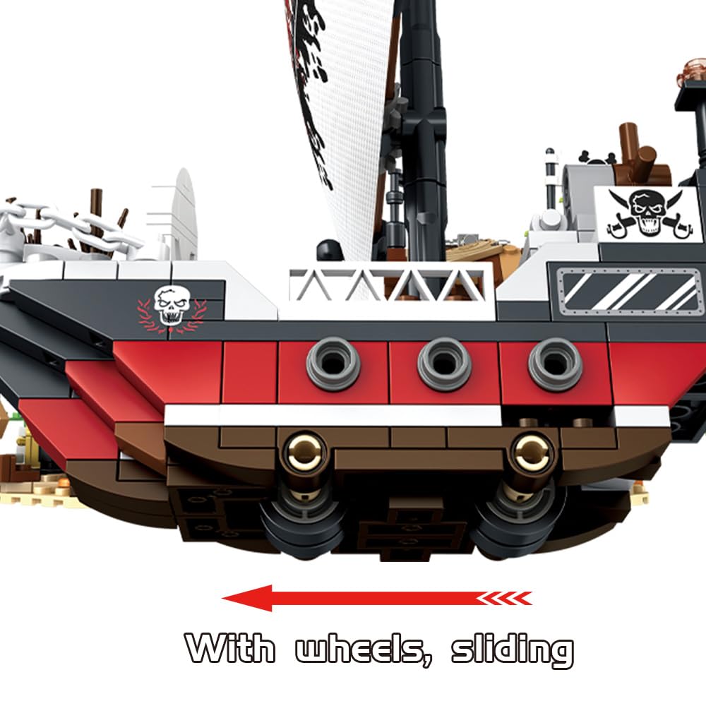 Mesiondy Pirate Ship Adventure Ocean Building Block Set, MOC Building Block for Boys Aged 6 and Over 578pcs