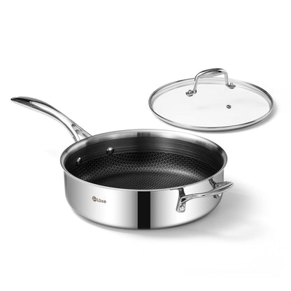 DELUXE Hybrid Nonstick 3.7 Qt Deep Sauté Pan with Lid