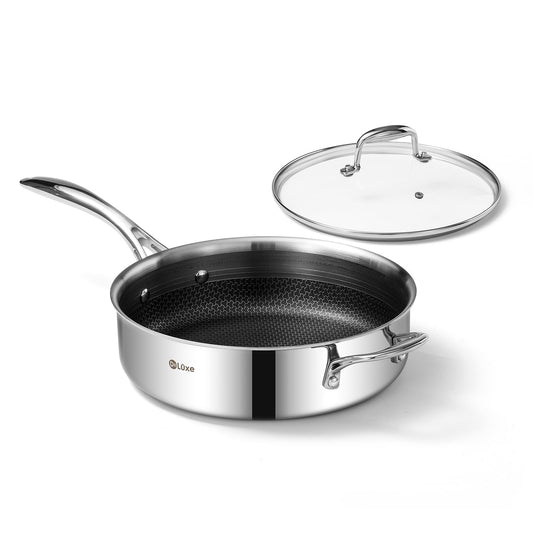 DELUXE Hybrid Nonstick 3.7 Qt Deep Sauté Pan with Lid
