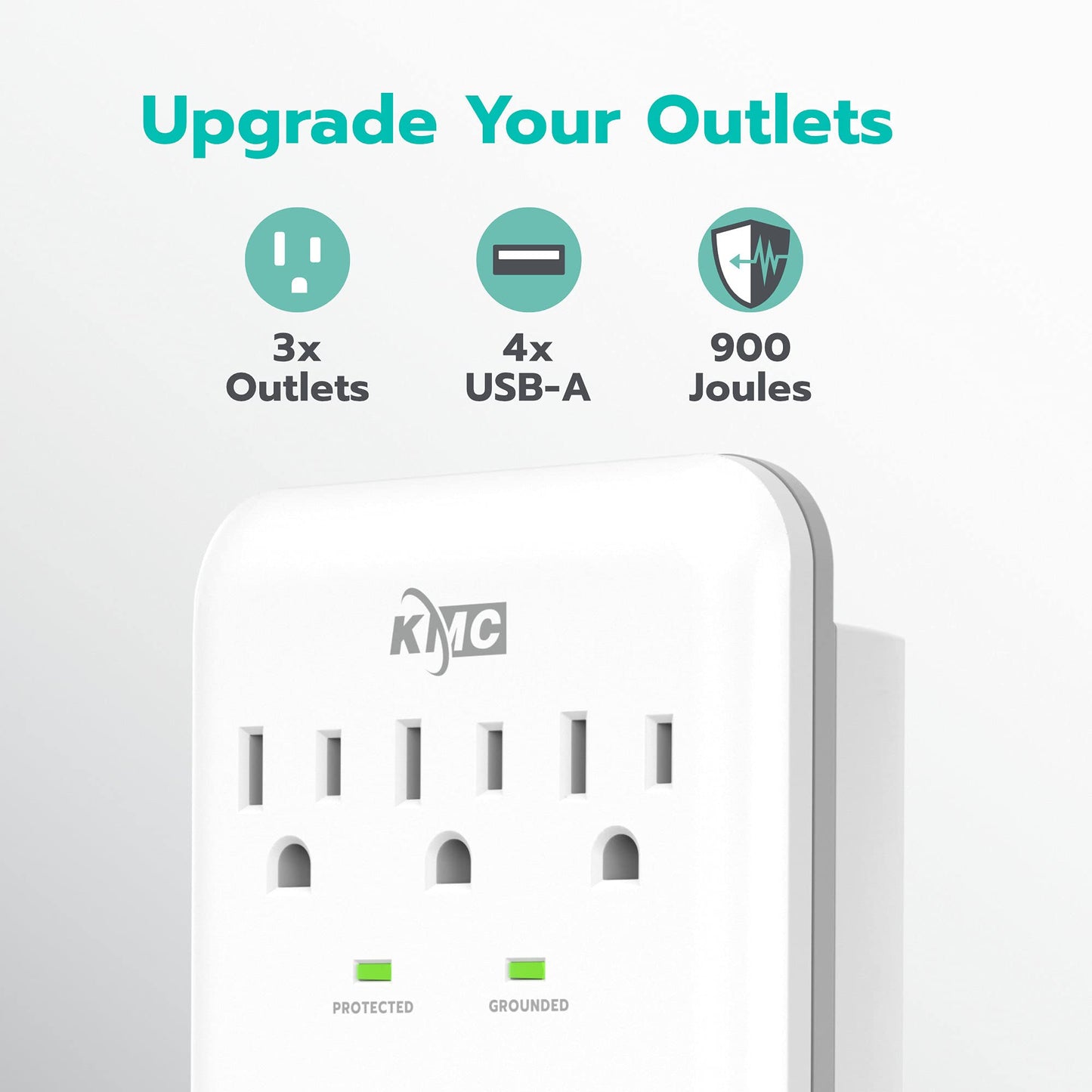KMC 3-Outlet Surge Protector with USB Charging