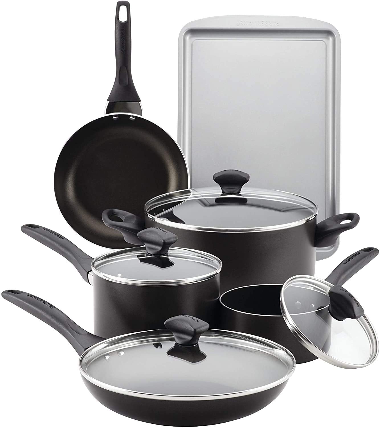 Farberware 15-Piece Nonstick Cookware Set, Black