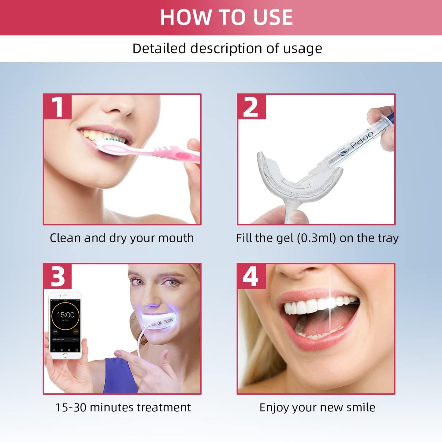 Teeth Whitening Kit with LED Light for Sensitive Teeth