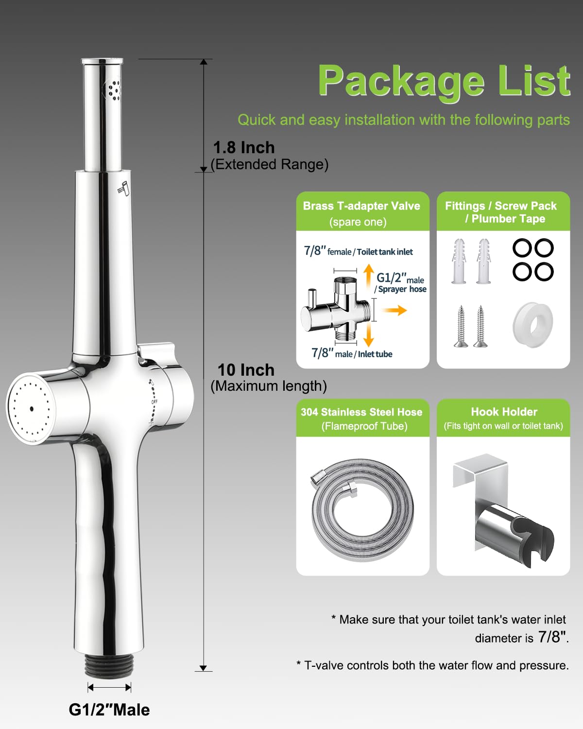 Handheld Bidet Sprayer with Dual Nozzle System