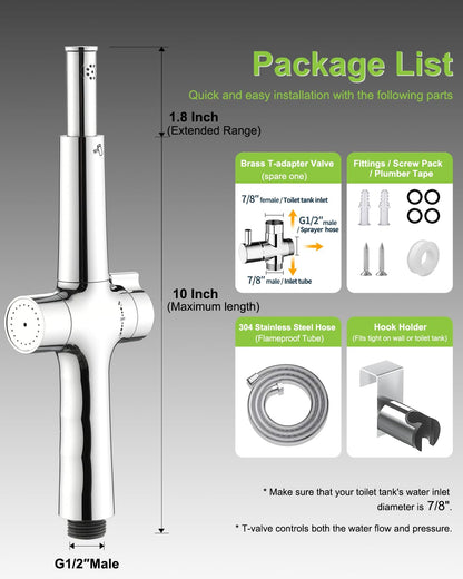 Handheld Bidet Sprayer with Dual Nozzle System