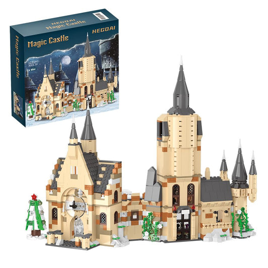 HEGOAI City Clock Tower Building Toy Set for Movie Fans Boys Kids Aged 8-14, Middle Ages Castle Model for Adult, 1231 Pieces Mini Bricks