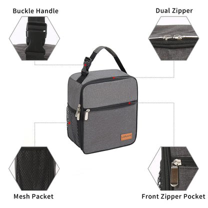 Insulated Lunch Box for Men and Women - Reusable Lunch Bag for Adults, Perfect for Work or School - Small and Portable Design,Black